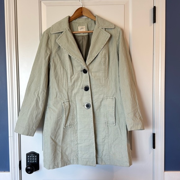 J. Jill preppy Light green lined coat big buttons size Medium - Picture 1 of 13